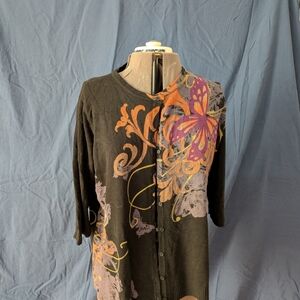 Women's Black Floral Cardigan